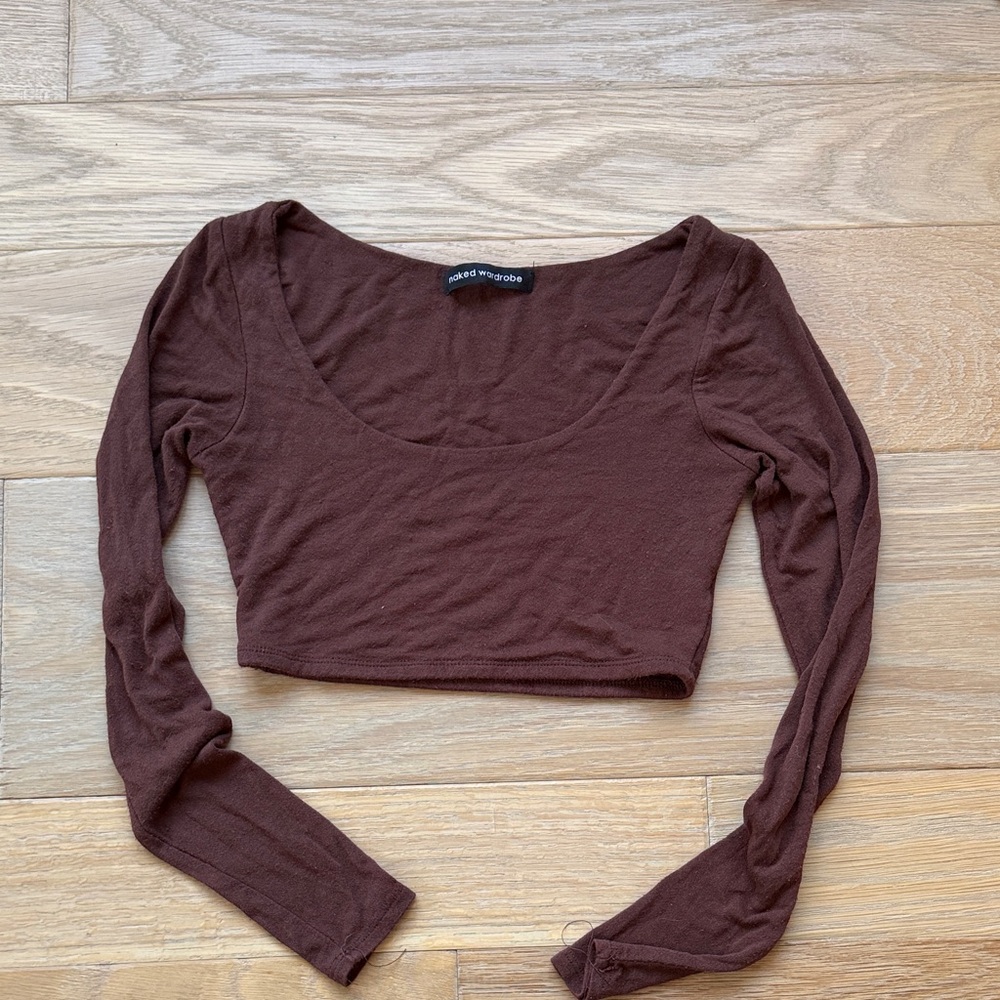 Naked wardrobe Chocolate Brown Crop Top